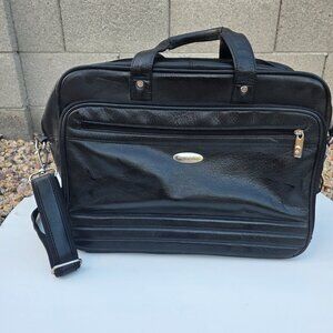 Samsonite LArge Black Leather Expandable Laptop Briefcase  With Strap